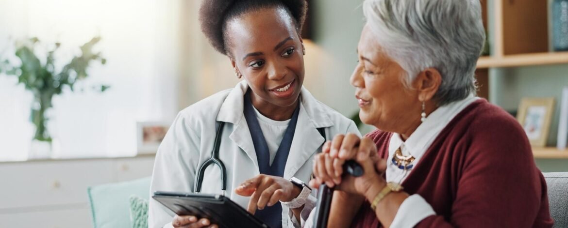 digihealer senior-woman-doctor-with-tablet-consulting-with-expert-advice-explaining-medical-report
